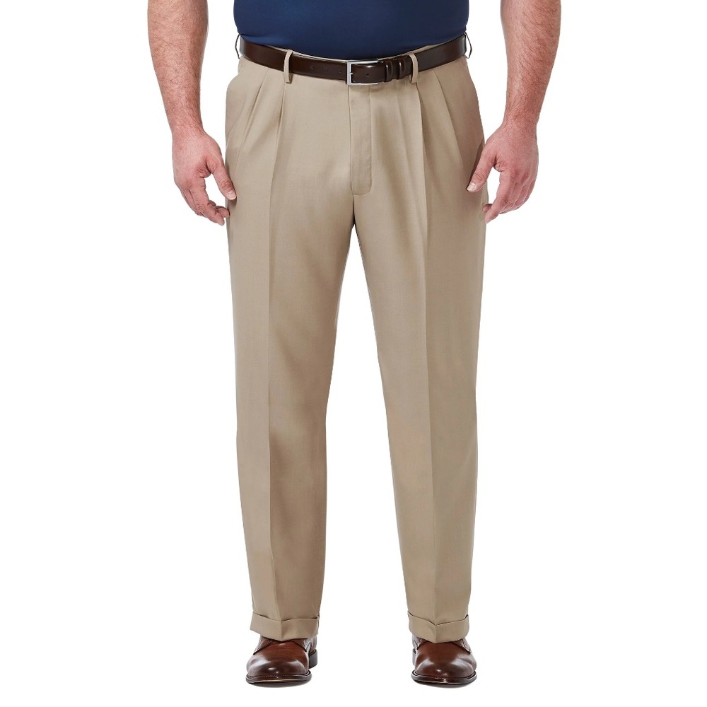 Haggar Sz 42W 30L Black Label Wrinkle Free Classic Fit Pockets Dress Khaki Pants
